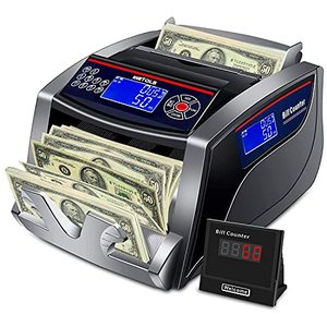 lot 1703 image: WETOLS Money Counter Machine with 3 Screens, UVIRDDMGMT Counterfeit Detection, USDEUR, Portable Bill Counter with AddBatchAutoCountReset Modes, 1,000 BillsMin (NOT Count Value of Bills)