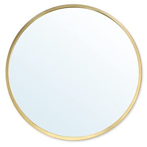 lot 1705 image: ZENIDA Round Wall Mirror,24-inch Large Circle Mirror,Gold Metal Framed Wall-Mounted Bathroom Mirror,Decorative Round Mirror for Bathroom Decor,Vanity Bedroom,Living Room,Entryway