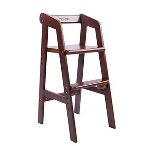 lot 1716 image: Yoleo Wooden High Chair for Toddlers to Teens, Adjustable Dining Feeding Chair with Steps Grows with Child, Max 60kg (Nut-Brown)