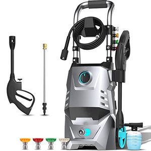 lot 1725 image: Homdox PD3010 2.3GPM Max 13-Amp High Electric Power Washer with 36FT Cord and 20FT Pressure Hose, 17fl oz Soap Bottle, Best for CarDrivewayGarden Cleaning, Without Hose Reel (Silver)