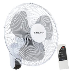 lot 1727 image: NEXAIR 16 Inch Oscillating Wall Mount Fan, Quiet Operating Room Fan With Remote Control, 3 Speed Wall Fan for Bedroom with 7.5 Hr Auto Off Timer, Adjustable Cooling Fan For Home, Office & Living Room