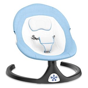 lot 1936 image: Baby Swings for Infants, Bluetooth Baby Swing for Indoor and Outdoor, with Remote Control, 3 Point Harness Belt, 5 Sway Speeds,10 Preset Lullabies, Blue