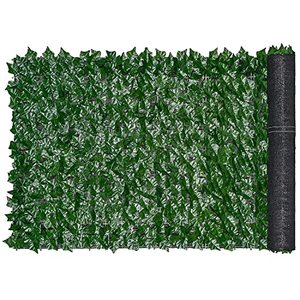 lot 1940 image: Lvydec Artificial Ivy Privacy Fence Screen, Artificial Hedges Fence with Black Mesh and Faux Ivy Vine Leaf Decoration for Outdoor Garden Porch Patio (98 x 39)