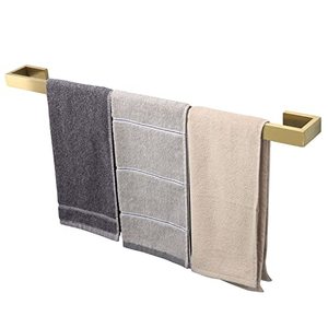 lot 1946 image: TocTen Bath Towel Rack - Square Base Thicken SUS304 Stainless Steel Towel Bar for Bathroom, Bathroom Bar Accessories Towel Rod Heavy Duty Wall Mounted Towel Holder (Brushed Gold, 30 Inch)