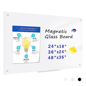 lot 1779 image: QUEENLINK Magnetic Glass Whiteboard, 36 x 24 Inches Glass Dry Erase White Board, Wall Mounted Frameless Glass Magnetic Bulletin Board with 1 Pen Tray, 3 Magnets, for Office School Home, Ultra White