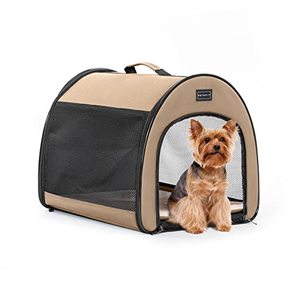 lot 1784 image: Petsfit Soft Sided Dog Crate, Arch Design Escape Proof Soft Collapsible Dog Crate, Small Dog Crate 16 Lx19 Wx16 H, Khaki