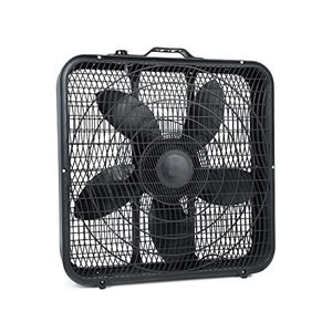 lot 1786 image: Simple Deluxe 20 Box Fan, 3-Speed Cooling Table Fan with Aerodynamic Shaped Fan Blades, Convenient Carry Handle and Safety Grills, For Home Office Color White,Black