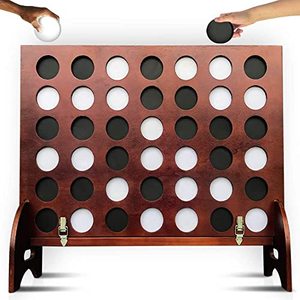 lot 1792 image: SWOOC Games - Giant Four in a Row (All Weather) Outdoor Game with Carrying Case and Noise Reducing Design - 60% Quieter - Jumbo Connect 4 Discs to Win - Oversized Yard Game for Kids, Adults, & Family