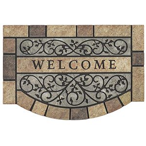 lot 1797 image: MTOUOCK New Large 36x24 Heavy Duty Welcome Mat Outdoor with Non-Slip Rubber Backing - Durable Outdoor Door Mat for Front Door Entrance, Garage, Patio & High Traffic Areas - Stone Scroll Design