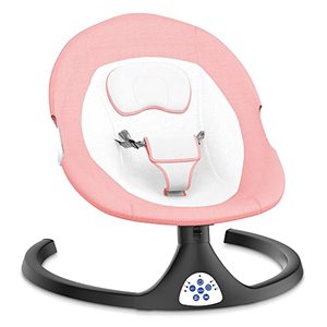 lot 1802 image: Baby Swings for Infants, Bluetooth Baby Swing for Indoor and Outdoor, with Remote Control, 3 Point Harness Belt, 5 Sway Speeds,10 Preset Lullabies, Pink