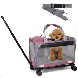 lot 1807 image: PROKEI Pet Carrier with Wheels for Cat Dog,Airline Approved Telescopic Handle Pet Travel Carrier Bag,Trolley Kennels Rolling for Small Medium Animals Kitten Puppy,one size