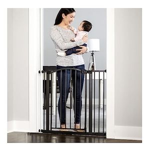 lot 1808 image: Regalo Easy Step Arched Decor Walk Thru Baby Gate, Includes 4-Inch Extension Kit, 4 Pack Pressure Mount Kit and 4 Pack Wall Mount Kit, Bronze, 30-Inches Tall (Pack of 1)