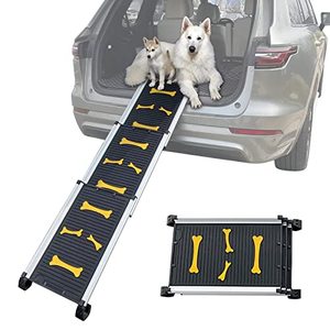 lot 1809 image: HOXWELL Collapsible Dog Ramp Telescopic Pet Ramps for Large Dogs SUV and Car, Portable Non-Slip Car Ramps for Small, Medium Dog, Anti-Resistant with Rubber Bone Pattern, Adjustable Length 28 to 62
