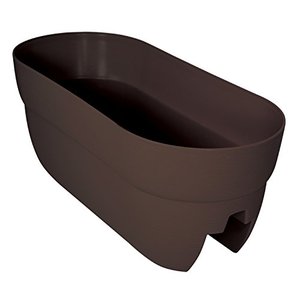 lot 1818 image: Bloomers Series 24 in. W x 12 in. H Brown Resin Deck and Porch Rail Planter