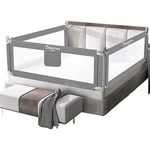 lot 1825 image: SINGYOO Bed Rails for Toddlers- New Upgraded Extra Long Bed Guardrail Full Size Baby Bedrail for Children Fit for Twin Queen & King Size Bed Mattress one Piece