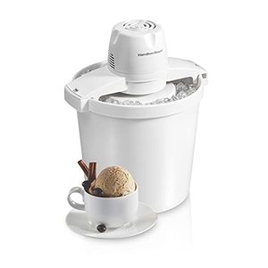lot 1826 image: Hamilton Beach Electric Automatic Ice Cream Maker & Frozen Yogurt Machine, Makes Custard, Sorbet, Gelato and Sherbet, 4 Quart, White