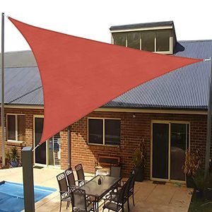 lot 1827 image: SUNLAX Sun Shade Sail, 20x20x20 Red Triangle Canopy Shades for Outdoor Patio Pergola Cover Sunshade Sails UV Blocking Canovas Covers