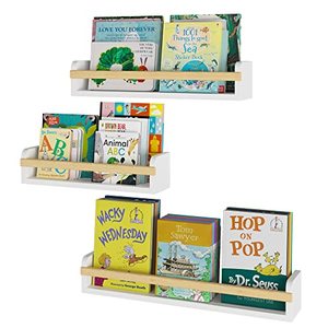 lot 1829 image: Wallniture Utah Wall Mount Nursery Decor Kids Bookshelf Floating Wall Shelves Book Photo Display Varying Sizes Set of 3 White
