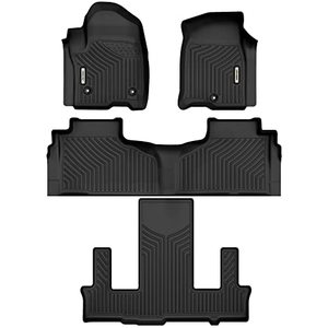 lot 1836 image: OEDRO Floor Mats 3 Row Liner Set Compatible with 2021-2023 Chevrolet TahoeGMC Yukon(Yukon Denali)Cadillac Escalade (Only Fits with 2nd Row Bucket Seats), Black TPE All-Weather Guard