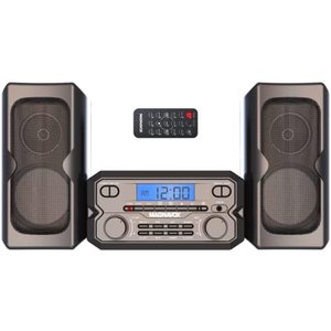 lot 1860 image: Magnavox MM435M-BK 3-Piece Compact CD Shelf System with Digital FM Stereo Radio, Bluetooth Wireless Technology, and Remote Control in Black  LCD Display  AUX Port Compatible  2022 Version 