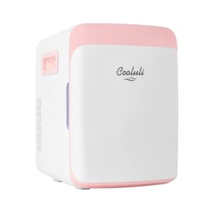 lot 1861 image: Cooluli 10L Mini Fridge for Bedroom - Car, Office Desk & College Dorm Room - 12V Portable Cooler & Warmer for Food, Drinks, Skincare, Beauty, Makeup & Cosmetics - ACDC Small Refrigerator (Pink)