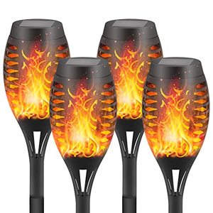 lot 1877 image: FAISHILAN 4PCS Solar Flickering Flame Torch,Solar Torch Lights 96 LEDs Waterproof Solar Outdoor Light Christmas Decor Outdoor Lights Torches Dancing Flame