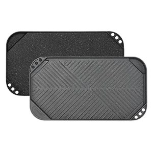 lot 1897 image: SENSARTE 2PCS Nonstick Griddle Grill Pan, Pro-Grid Reversible Grill & Griddle Pan, Two Burner Cast Aluminum Griddle, Portable for Indoor Stovetop or Outdoor Camping BBQ, 19.5 x 10.7 x 2,BlackGray