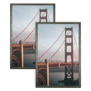 lot 1903 image: ABSWHLM 12x18 Picture Frames 2 Pack Rustic Solid Wood Picture Frames for Horizontal or Vertical Mounting, Vintage Green