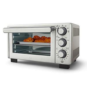 lot 1909 image: Oster Compact Countertop Oven With Air Fryer, Stainless Steel