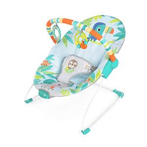 lot 1919 image: Bright Starts Baby Bouncer Soothing Vibrations Infant Seat - Removable -Toy Bar, Nonslip Feet, 0-6 Months Up to 20 lbs (Rainforest Vibes)