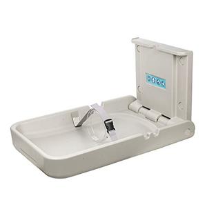 lot 1934 image: Modundry Baby Changing Diaper Station - Vertical Wall Mounted, Sturdy & Durable- with Safety Straps for Commercial Restrooms(White Granite)