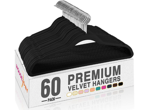 lot 1887 image: HOUSE DAY Black Velvet Hangers 30 Pack, Premium Clothes Hangers Non-Slip Felt Hangers, Sturdy Black Hangers Heavy Duty Coat Hangers, Durable Suit Hangers for Space Saving, No Hanger Marks 360 Rotating