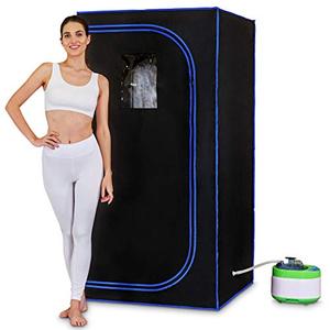 lot 3045 image: SereneLife SLISAU35BK Full Size Portable Steam Sauna Personal Home Spa, with Remote Control, Foldable Chair, Timer