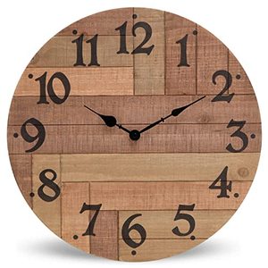 lot 1950 image: NIKKY HOME Rustic Farmhouse Solid Wood Wall Clock - 16 Inch Battery Operated Silent Non Ticking Distressed Wooden Shiplap Clock for Kitchen, Living Room, Bedroom, Office