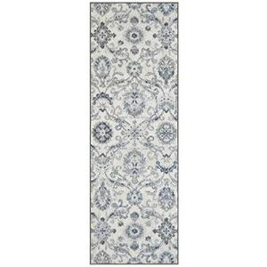 lot 1960 image: Maples Rugs Blooming Damask Non Slip Runner Rug For Hallway Entry Way Floor Carpet Made in USA, 2 x 6, GreyBlue