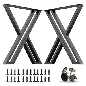 lot 1964 image: PHWOTAN Metal Table Legs for Table 28 Inch x 24Inch, X Shape Industrial Desk Legs, Set of 2 Heavy Duty Furniture Legs for Dining Table, Office Desk, Coffee Table, Console Table