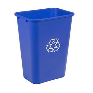 lot 1982 image: AmazonCommercial 10 Gallon Rectangular Commercial Office Wastebasket, w Recycle Logo, 1-Pack, Blue