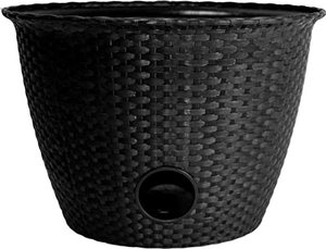 lot 1986 image: The HC Companies Woven Garden Hose Pot - Durable Lightweight Decorative Hose Pot for Yard, 100-Foot Capacity Hose Storage, Black