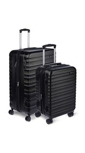 lot 1999 image: Amazon Basics 2-Piece Set Hardside Spinner, Black