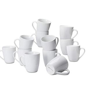 lot 3005 image: AmazonCommercial 12-Piece Porcelain, 12 Oz. Coffee Mug Set, White