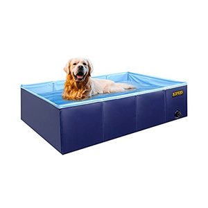 lot 3010 image: KOPEKS Outdoor Rectangular Swimming Pool Bathing Tub - Portable Foldable - Large - 43 x 27 - Blue,KPS-1084