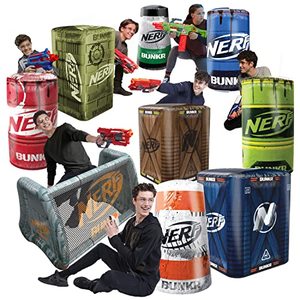 lot 3022 image: NERF BUNKR Stadium Pack Inflatable Battlezone - 9 Piece Barricade Shield Bunker Set - Perfect for NERF Party NERF War