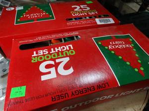 lot 33353 image: 2 Sets of Large Bulbs  1 Strand of Sockets  Outdoor Holiday Lights