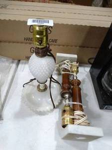 lot 33389 image: Lot of 3 Desk Lamps (one is White Hobnail)