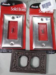 lot 33464 image: 3 Metal Switch  Socket Covers