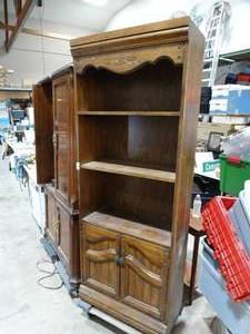 lot 33508 image: 6ft Tall Wood Bookcase  Cabinet