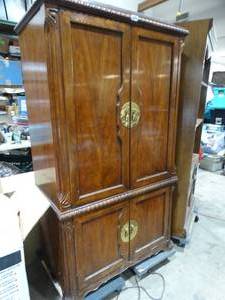 lot 33509 image: 6.5Ft Tall Nice Wood Entertainement Center Cabinet
