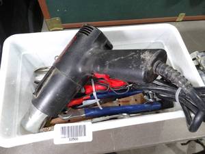 lot 33566 image: 2 Electric Testers  Heat Gun  Wrenches  Jack Knife  Misc Tools