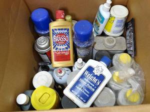 lot 33625 image: Box of Cleaners and Polishing  Chemicals