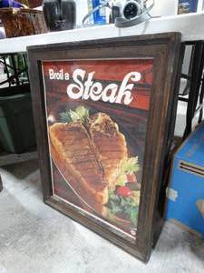 lot 33631 image: Broil a Steak Framed Restaurant Poster